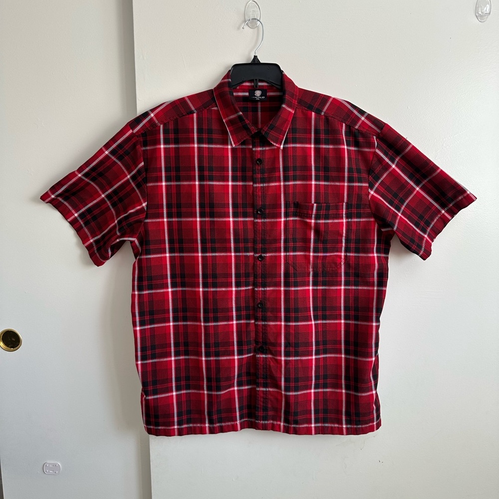 Men's Red Plaid Casual Button Down Shirt